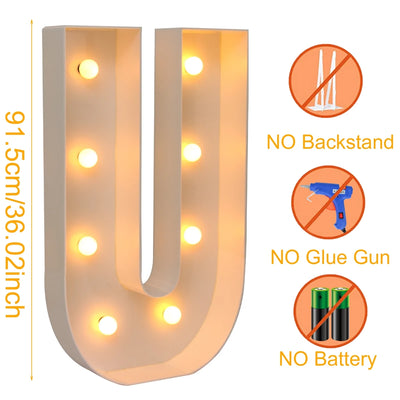 Giant LED Letter Light Frame Box – 91.5cm DIY Name Balloon Filling Box for Parties