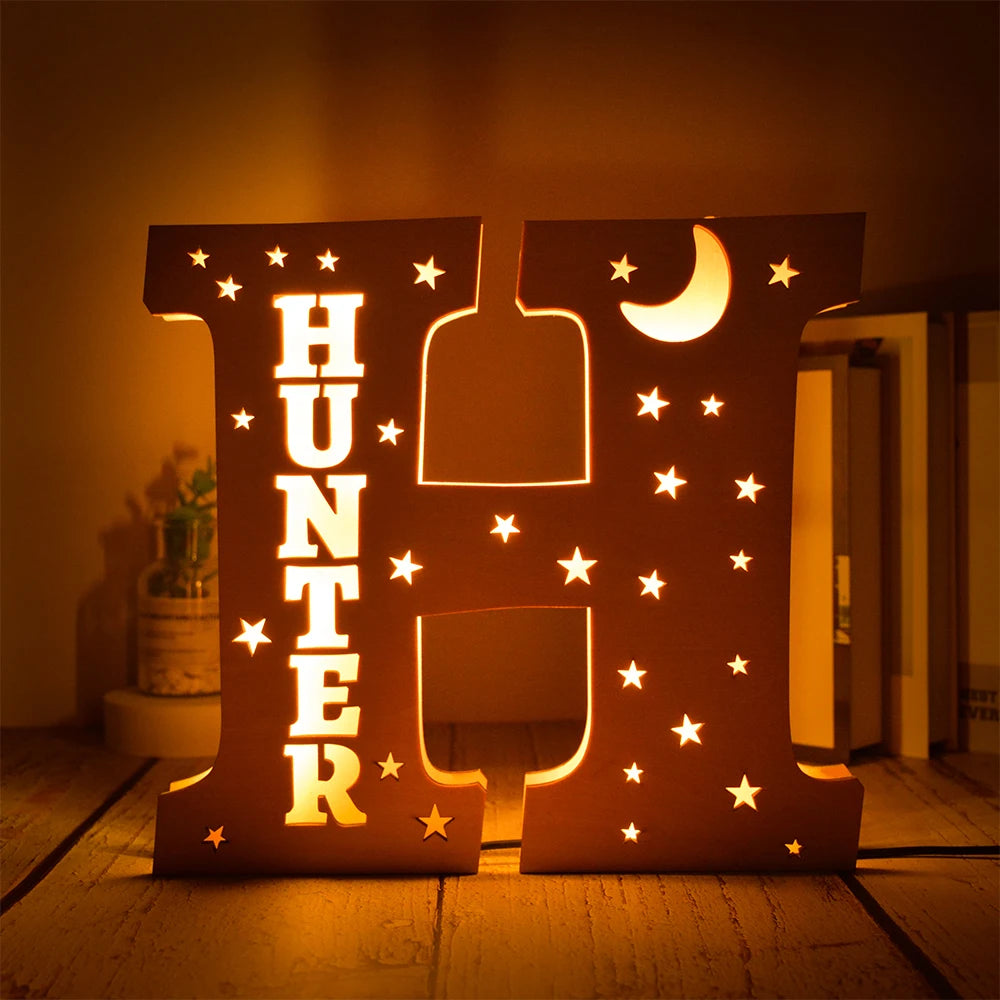 Custom Name LED Night Light – Personalised Star Wall Lamp for Bedroom, Nursery & Gift