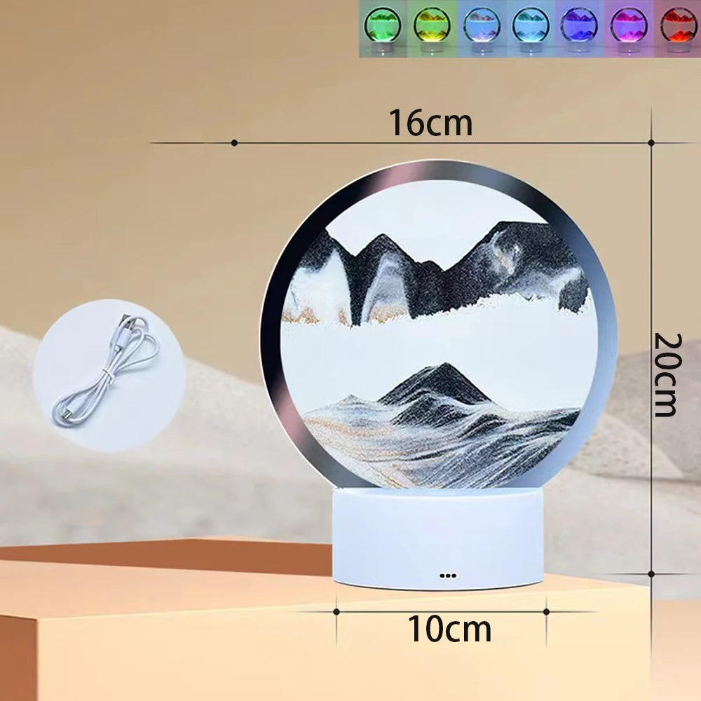Luminous Quicksand Hourglass Ornament – LED Sand Art Painting for Living Room & Office