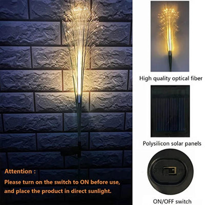Flower Fiber Reed Outdoor Garden Light Solar shown as soft ambient home lighting