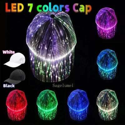 LED Fiber Optic Glow Hat – Rechargeable Light-Up Baseball Cap